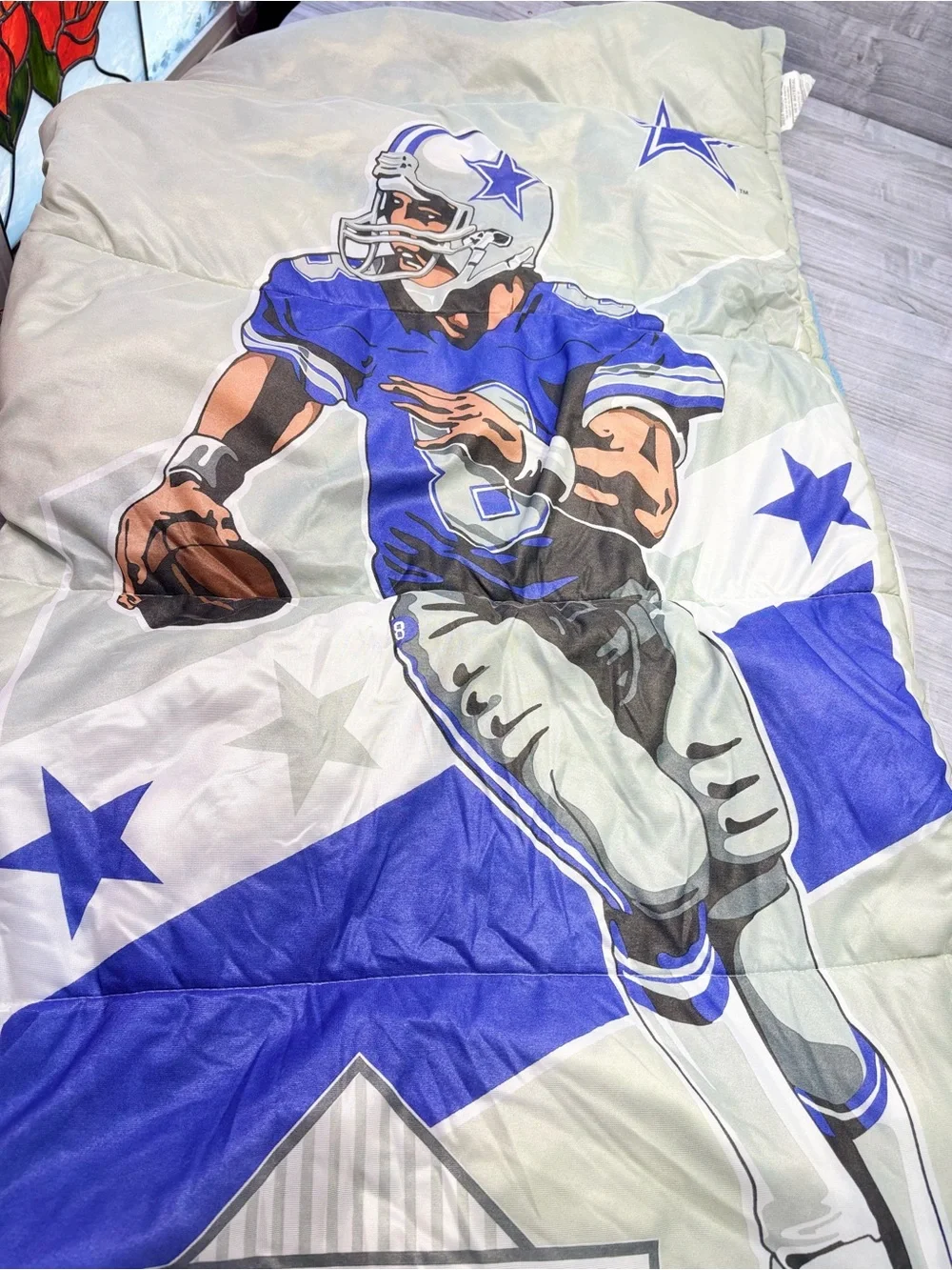 NFL Dallas Cowboys Vintage 1992 Troy Aikman Sleeping Bag 64x86 inches Collector
